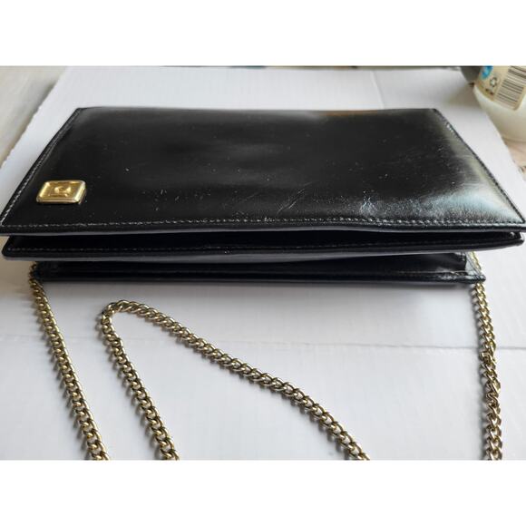 Vintage Pierre Cardin Clutch Shoulder Handbag Structured Black Leather 1970s - Picture 12 of 12